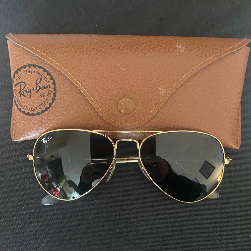 Ray-Ban Classic Aviator Sunglasses (Gold Brown/Green, 55 MM)